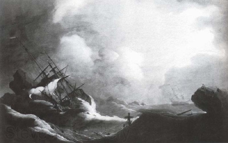 Monamy, Peter A ship running on to rocks in a violent storm